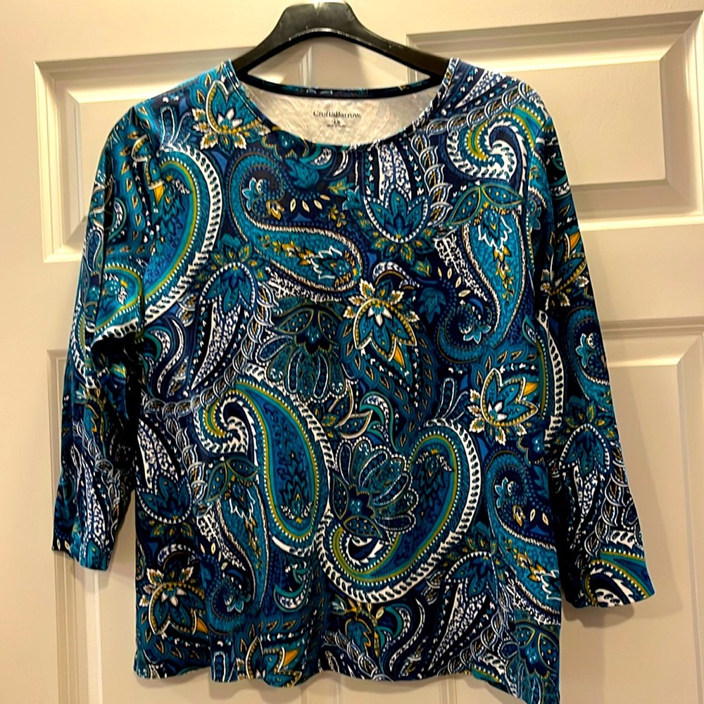 Blue/green Paisley Top 1X